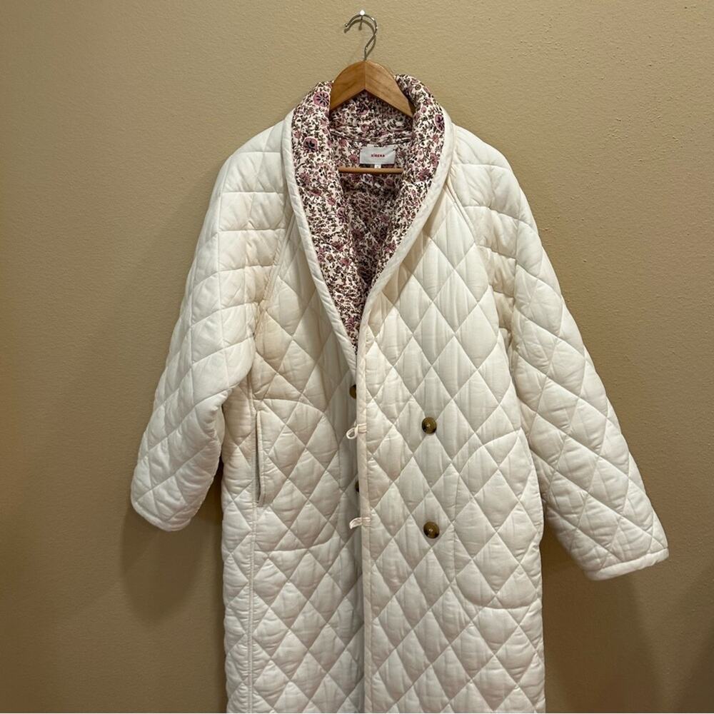 Xirena White Floral Reversible Pink Quilted Long Line Coat Jacket XL - Picture 10 of 12